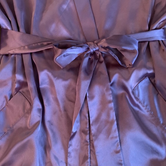 Victoria’s Secret Satin Kimono Robe Tie Front Women’s One Size Purple Bridal - Picture 3 of 14